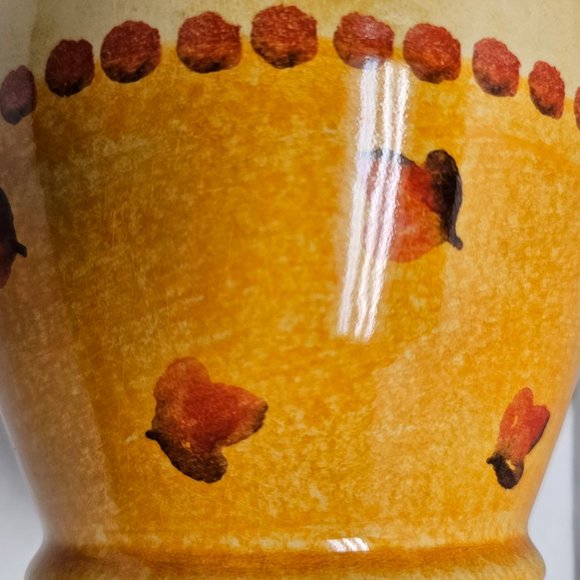 Italica ARS Hand Painted Pottery Ceramic warm orange Fruit Peach Vase Italy - Picture 9 of 16